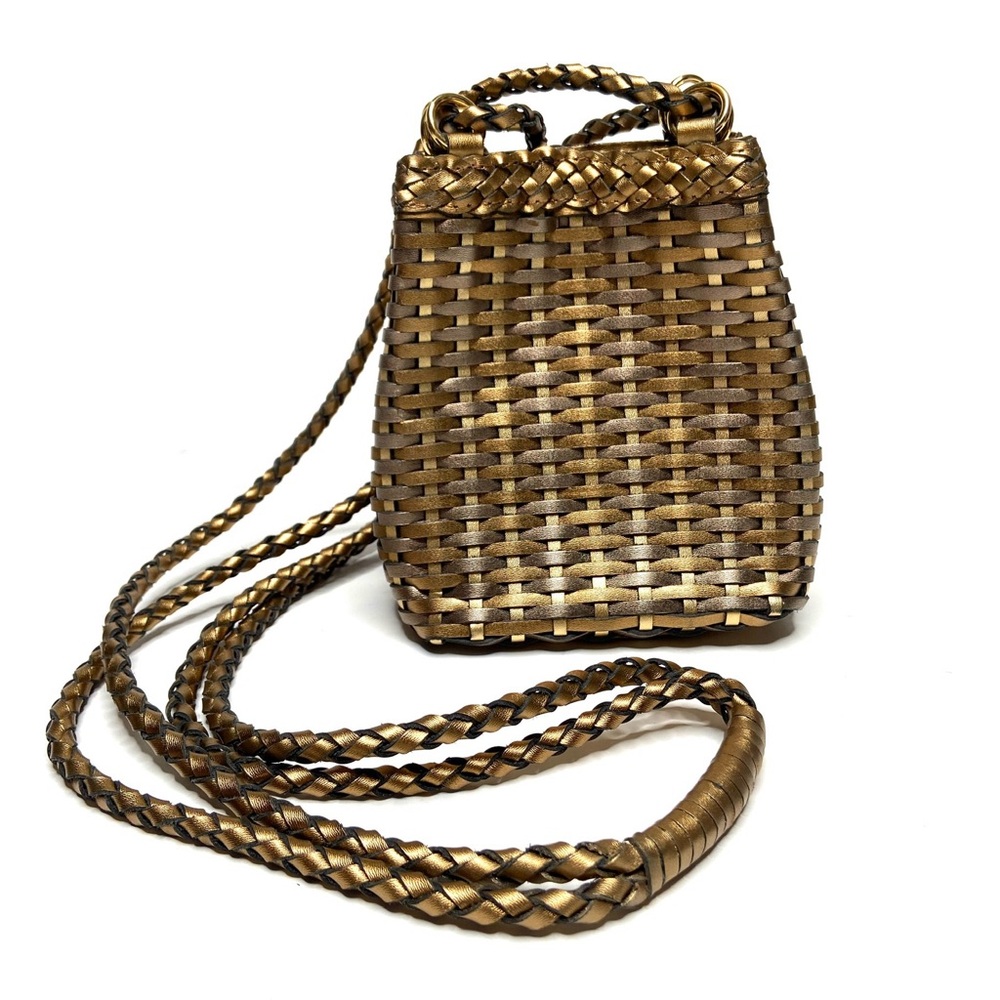 Vintage CEM Metallic Leather Woven Bucket Bag